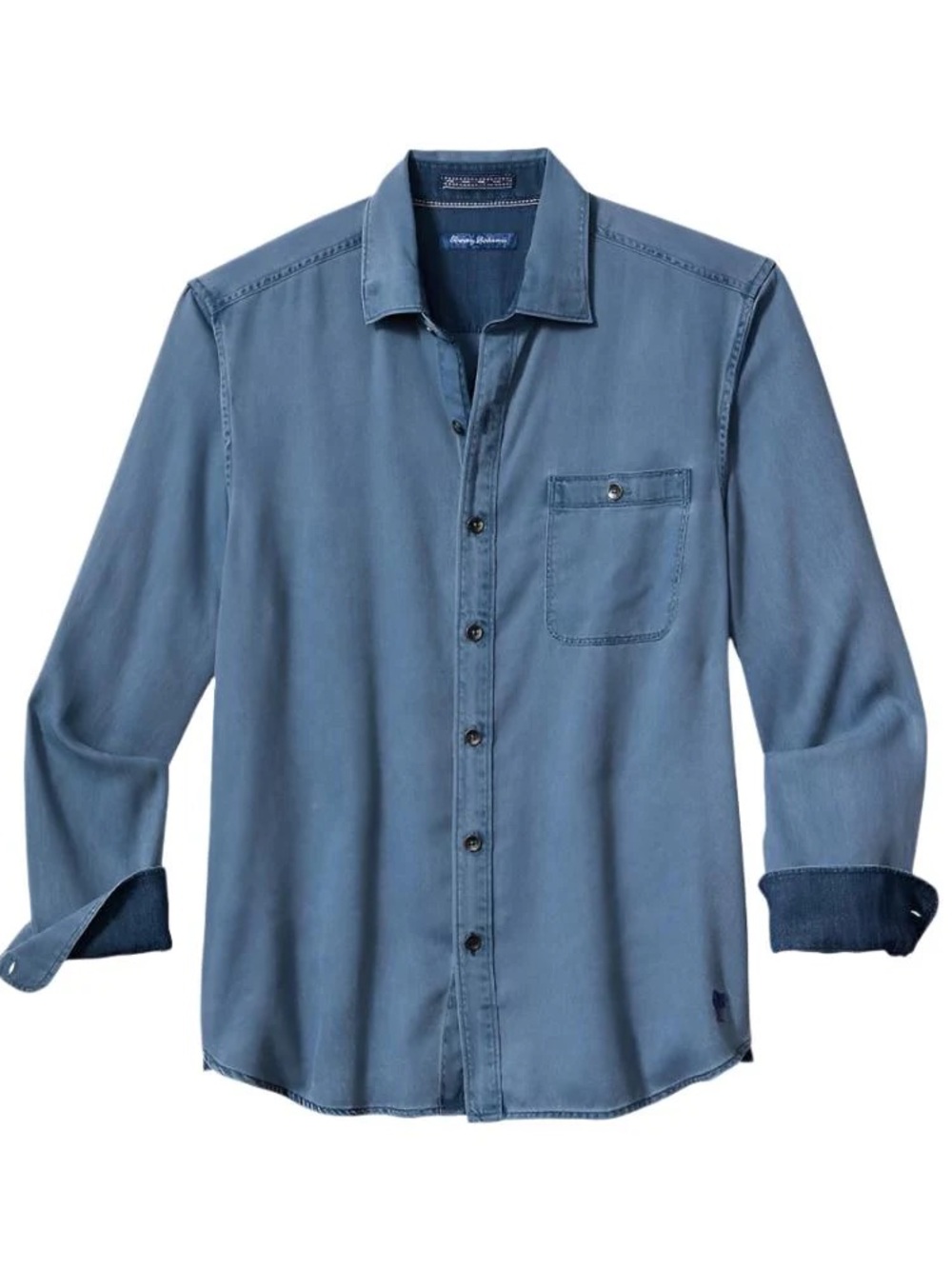 Tommy Bahama Lyocell Twill Soft “Ocean Wash” Long Sleeve Relaxed Blue Shirt 2XL